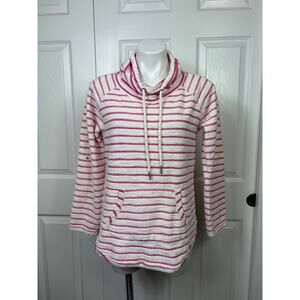 Calvin Klein Performance Womens Terrycloth Stripe Funnel Neck Sweatshirt M Pink